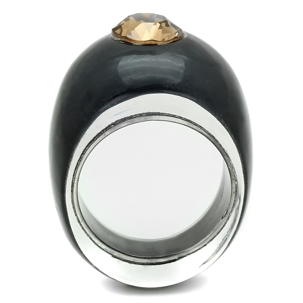 VL115 -  Resin Ring with Top Grade Crystal  in Light Smoked-2