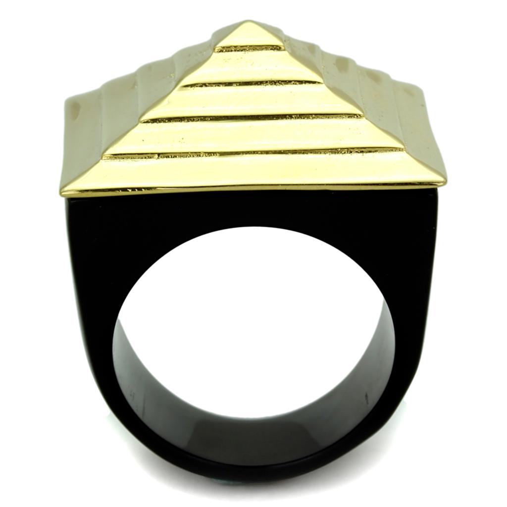 VL119 - IP Gold(Ion Plating) Stainless Steel Ring with No Stone-2