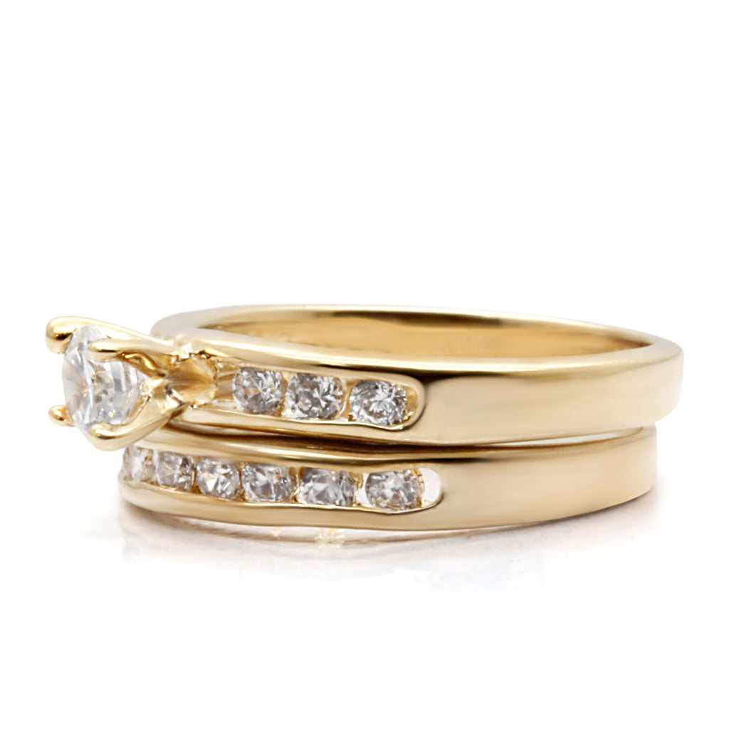 S44610 - High-Polished 925 Sterling Silver Ring with AAA Grade CZ  in Clear-1