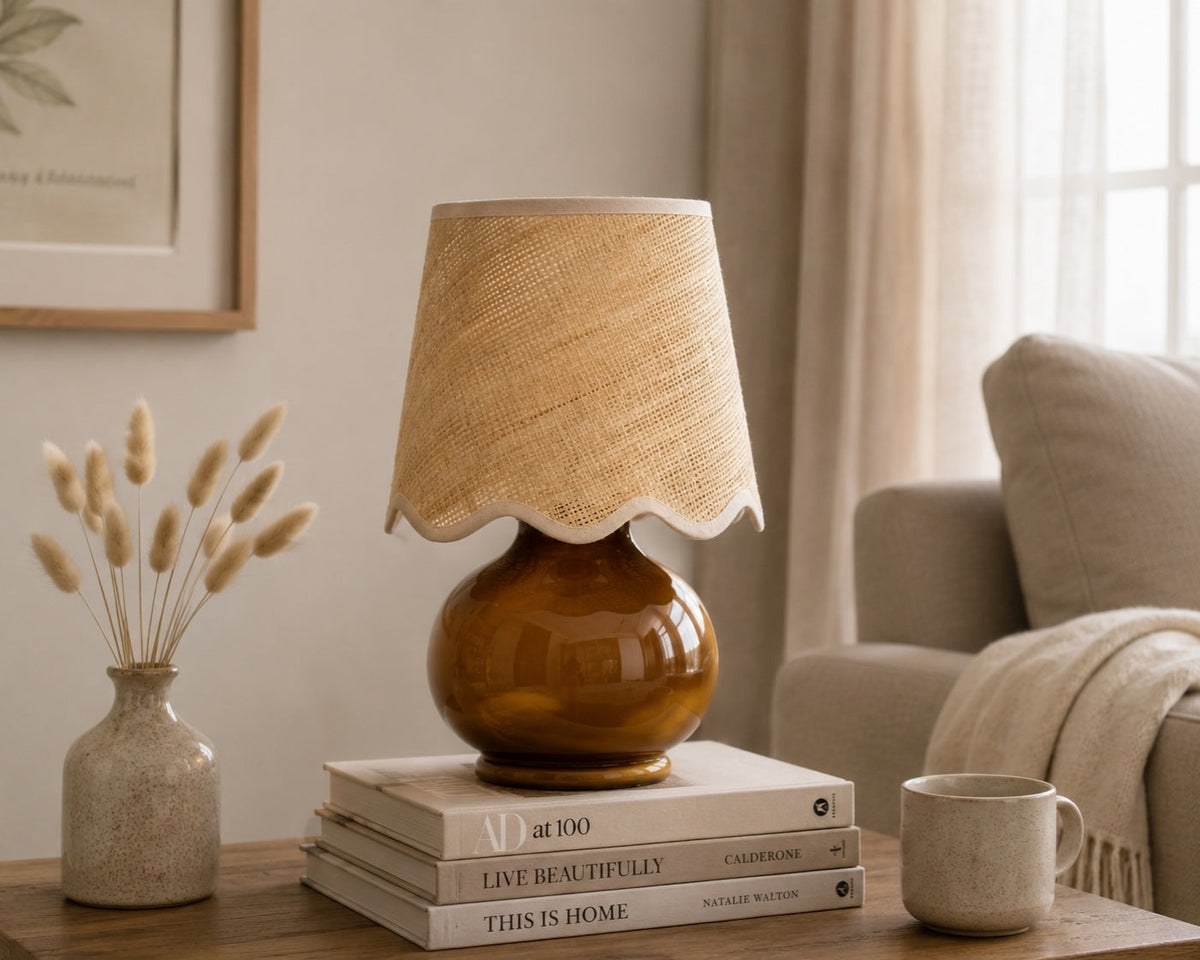 Benton Handmade Ceramic Table Lamp with Cotton Shade-7