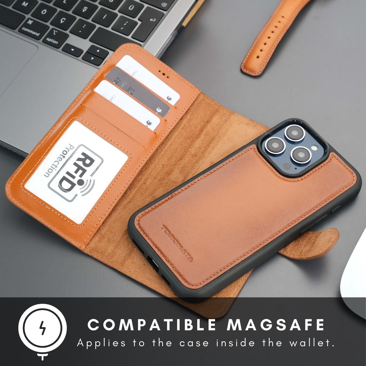 Casper Leather iPhone 15 Pro Wallet Case | Detachable MagSafe Compatible RFID Protection-4