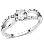DA004 - High polished (no plating) Stainless Steel Ring with AAA Grade CZ  in Clear-0