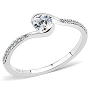 DA007 - High polished (no plating) Stainless Steel Ring with AAA Grade CZ  in Clear-0