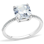 DA008 - High polished (no plating) Stainless Steel Ring with Cubic  in Clear-0
