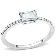 DA009 - High polished (no plating) Stainless Steel Ring with Cubic  in Clear-0
