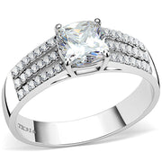 DA020 - High polished (no plating) Stainless Steel Ring with Cubic  in Clear-0