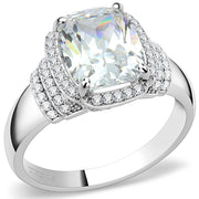 DA024 - High polished (no plating) Stainless Steel Ring with Cubic  in Clear-0