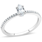DA031 - High polished (no plating) Stainless Steel Ring with Cubic  in Clear-0