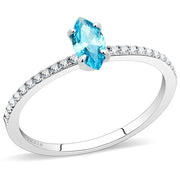 DA034 - High polished (no plating) Stainless Steel Ring with AAA Grade CZ  in Sea Blue-0