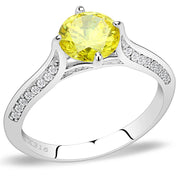 DA037 - High polished (no plating) Stainless Steel Ring with AAA Grade CZ  in Topaz-0