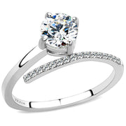 DA039 - High polished (no plating) Stainless Steel Ring with AAA Grade CZ  in Clear-0