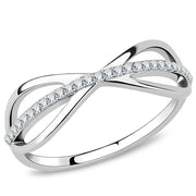 DA046 - High polished (no plating) Stainless Steel Ring with AAA Grade CZ  in Clear-0