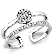 DA048 - High polished (no plating) Stainless Steel Ring with AAA Grade CZ  in Clear-0