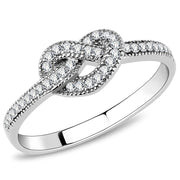 DA053 - High polished (no plating) Stainless Steel Ring with AAA Grade CZ  in Clear-0