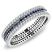 DA066 - High polished (no plating) Stainless Steel Ring with AAA Grade CZ  in London Blue-0