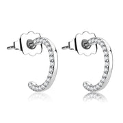 DA079 - High polished (no plating) Stainless Steel Earrings with AAA Grade CZ  in Clear-0