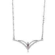 DA094 - High polished (no plating) Stainless Steel Chain Pendant with AAA Grade CZ  in Light Rose-0
