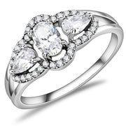DA103 - High polished (no plating) Stainless Steel Ring with AAA Grade CZ  in Clear-0