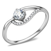 DA105 - High polished (no plating) Stainless Steel Ring with AAA Grade CZ  in Clear-0