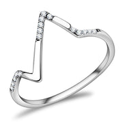 DA107 - High polished (no plating) Stainless Steel Ring with AAA Grade CZ  in Clear-0