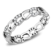 DA111 - High polished (no plating) Stainless Steel Ring with AAA Grade CZ  in Clear-0
