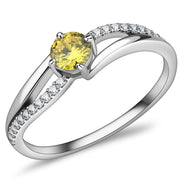DA118 - High polished (no plating) Stainless Steel Ring with AAA Grade CZ  in Topaz-0