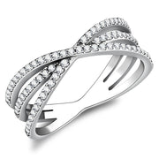 DA124 - High polished (no plating) Stainless Steel Ring with AAA Grade CZ  in Clear-0