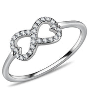 DA125 - High polished (no plating) Stainless Steel Ring with AAA Grade CZ  in Clear-0
