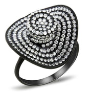 DA128 - IP Black(Ion Plating) Stainless Steel Ring with AAA Grade CZ  in Clear-0