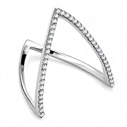 DA132 - High polished (no plating) Stainless Steel Ring with AAA Grade CZ  in Clear-0