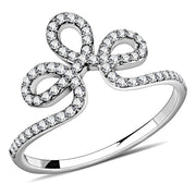 DA141 - High polished (no plating) Stainless Steel Ring with AAA Grade CZ  in Clear-0