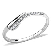 DA159 - High polished (no plating) Stainless Steel Ring with AAA Grade CZ  in Clear-0