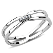 DA160 - High polished (no plating) Stainless Steel Ring with AAA Grade CZ  in Clear-0