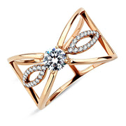 DA169 - IP Rose Gold(Ion Plating) Stainless Steel Ring with AAA Grade CZ  in Clear-0