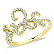 DA170 - IP Gold(Ion Plating) Stainless Steel Ring with AAA Grade CZ  in Clear-0