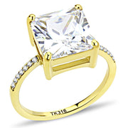 DA172 - IP Gold(Ion Plating) Stainless Steel Ring with AAA Grade CZ  in Clear-0