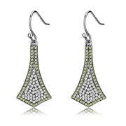 DA174 - High polished (no plating) Stainless Steel Earrings with AAA Grade CZ  in Topaz-0