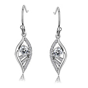 DA178 - High polished (no plating) Stainless Steel Earrings with AAA Grade CZ  in Clear-0