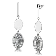 DA193 - High polished (no plating) Stainless Steel Earrings with AAA Grade CZ  in Clear-0