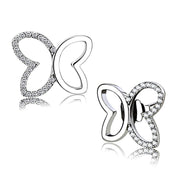 DA209 - High polished (no plating) Stainless Steel Earrings with AAA Grade CZ  in Clear-0
