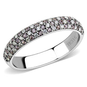 DA231 - High polished (no plating) Stainless Steel Ring with AAA Grade CZ  in Multi Color-0