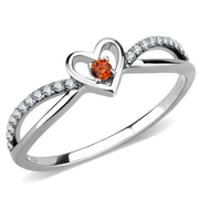 DA235 - High polished (no plating) Stainless Steel Ring with AAA Grade CZ  in Orange-0