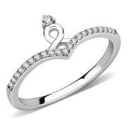 DA237 - High polished (no plating) Stainless Steel Ring with AAA Grade CZ  in Clear-0