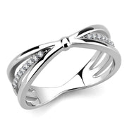DA239 - High polished (no plating) Stainless Steel Ring with AAA Grade CZ  in Clear-0