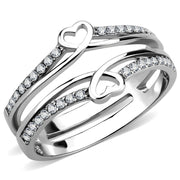 DA242 - High polished (no plating) Stainless Steel Ring with AAA Grade CZ  in Clear-0