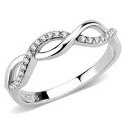 DA243 - High polished (no plating) Stainless Steel Ring with AAA Grade CZ  in Clear-0