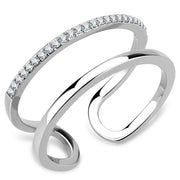 DA249 - High polished (no plating) Stainless Steel Ring with AAA Grade CZ  in Clear-0