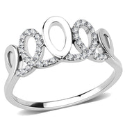 DA258 - High polished (no plating) Stainless Steel Ring with AAA Grade CZ  in Clear-0