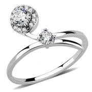 DA260 - High polished (no plating) Stainless Steel Ring with AAA Grade CZ  in Clear-0