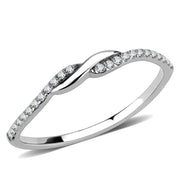 DA263 - High polished (no plating) Stainless Steel Ring with AAA Grade CZ  in Clear-0